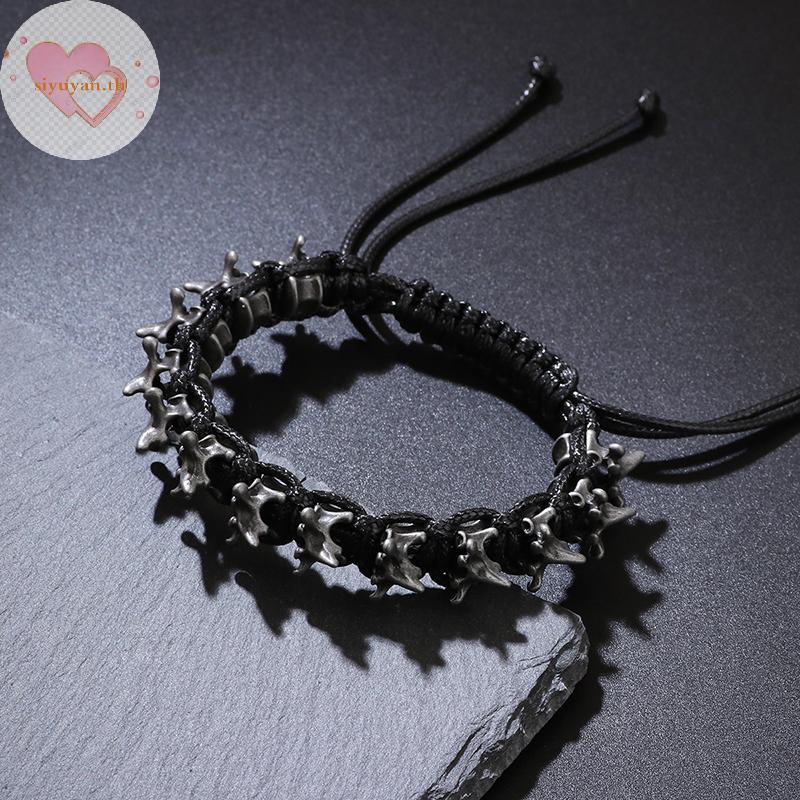 สร้อยข้อมือพังค์ฮิพฮอปสไตล์ผู้ชาย ทำมือจากโลหะผสม ปรับไซซ์ได้