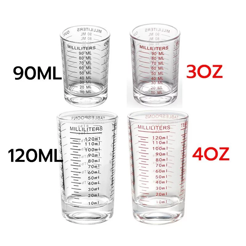 แก้วตวง มีสเกลวัด ขนาด 90ml/120ml 3oz/4oz สีดำ สีแดง IARU