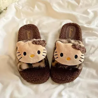 พร้อมส่งจากนนทบุรี รองเท้าแตะขนปุยสำหรับผู้หญิง ลายแมวดาว ดีไซน์แมวน่ารัก รองเท้าแตะกันลื่น ลด 1 ไซค์น่ะครับ