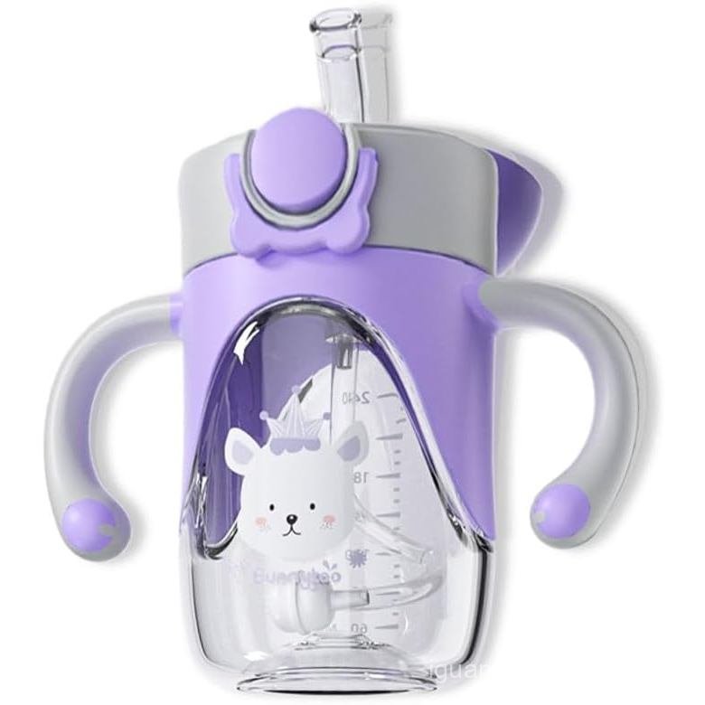 Bunnytoo Baby Sippy Cup with Weighted Straw for Infants 6-12 Months, 8oz Toddler Drinking with Handl