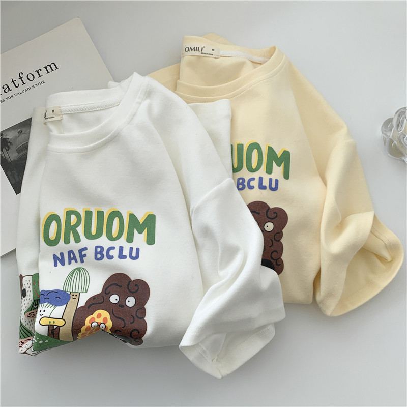 COD [คอปกกํามะหยี่เยอรมัน] เสื้อยืดคอกลมแขนสั้นผู้หญิงเวอร์ชั่นเกาหลีสวมใส่ด้านนอกพิมพ์ดิจิตอลBottom