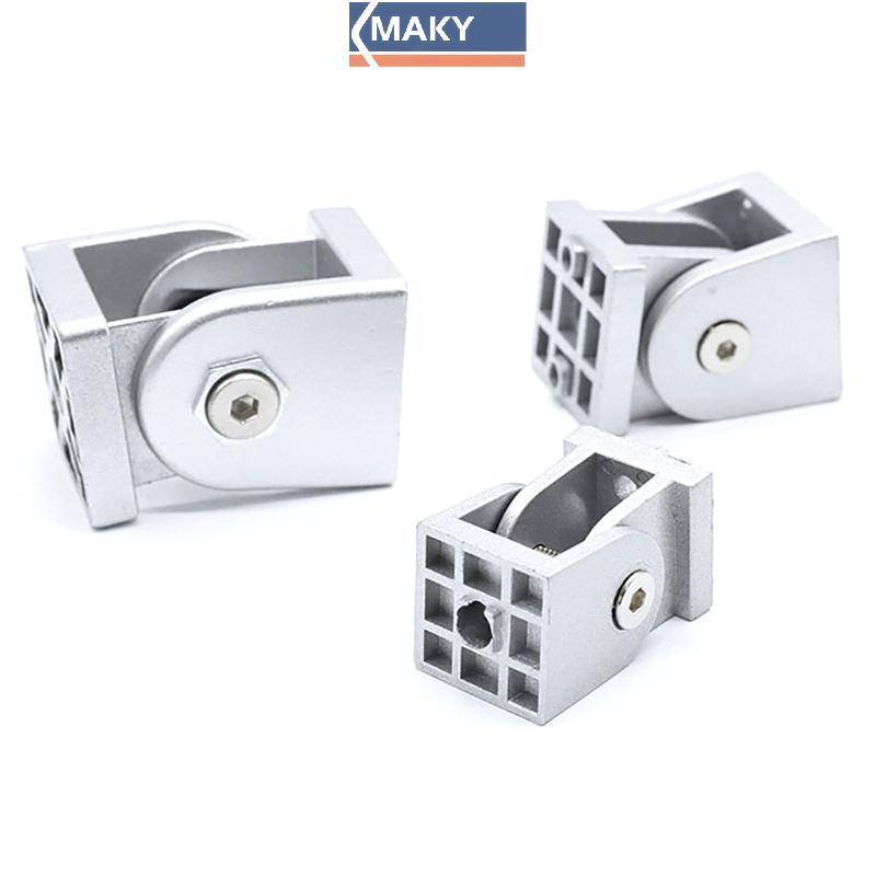 MAKY 1PCS 202030/4040 สังกะสี/อลูมิเนียมโปรไฟล์ Living บานพับอุปกรณ์มุมขวายืดหยุ่น Pivot Joint Conne
