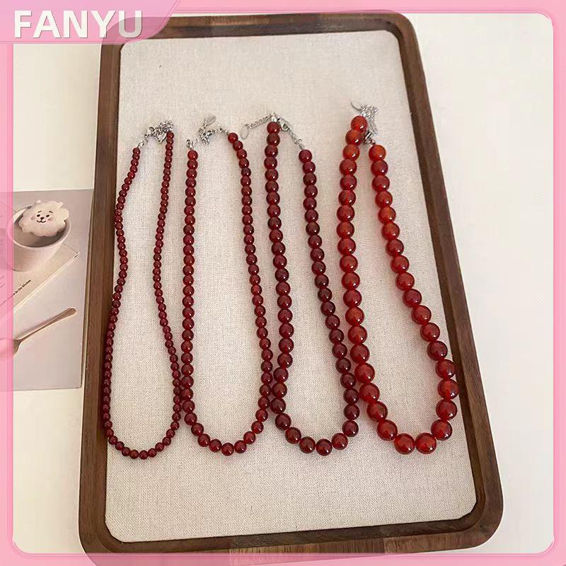 SGL Vintage สีแดงลูกปัดสร้อยคอผู้หญิงสไตล์จีนลูกปัดแก้วสร้อยคอประณีต Elegant Choker ความงามเครื่องปร