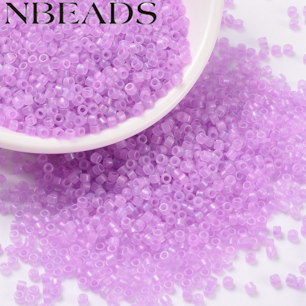 10gs กระบอกเมล็ดลูกปัด Frosted AB สีรอบรูขนาดขนาด Violet 2x1.5 มม.: 0.8 มม.ประมาณ 888 ชิ้น/10 กรัม