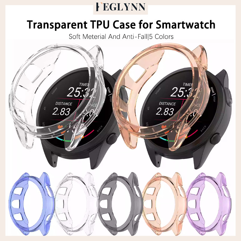 กรอบกรณี TPU โปร่งใสนุ่มป้องกันหน้าจอป้องกัน Gores ฝากกันชน For Smartwatch Garmin Forerunner 165/Forerunner 165 Music