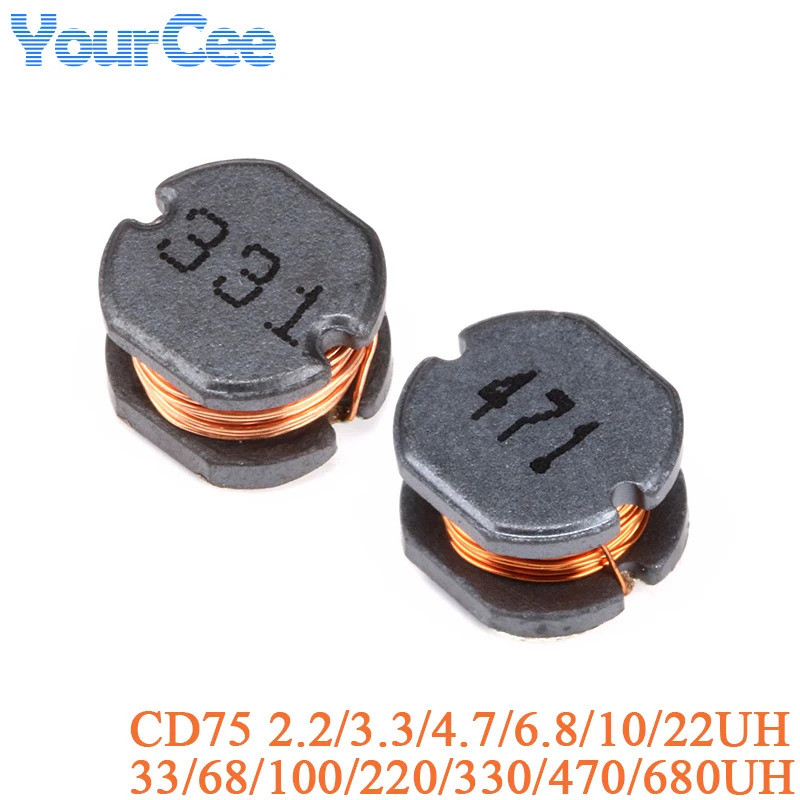 20PCS CD75 SMD Power Inductor 2.2uH 3.3uH 4.7uH 6.8uH 10uH 100uH 220UH 330UH 470UH 680UH การเหนี่ยวน