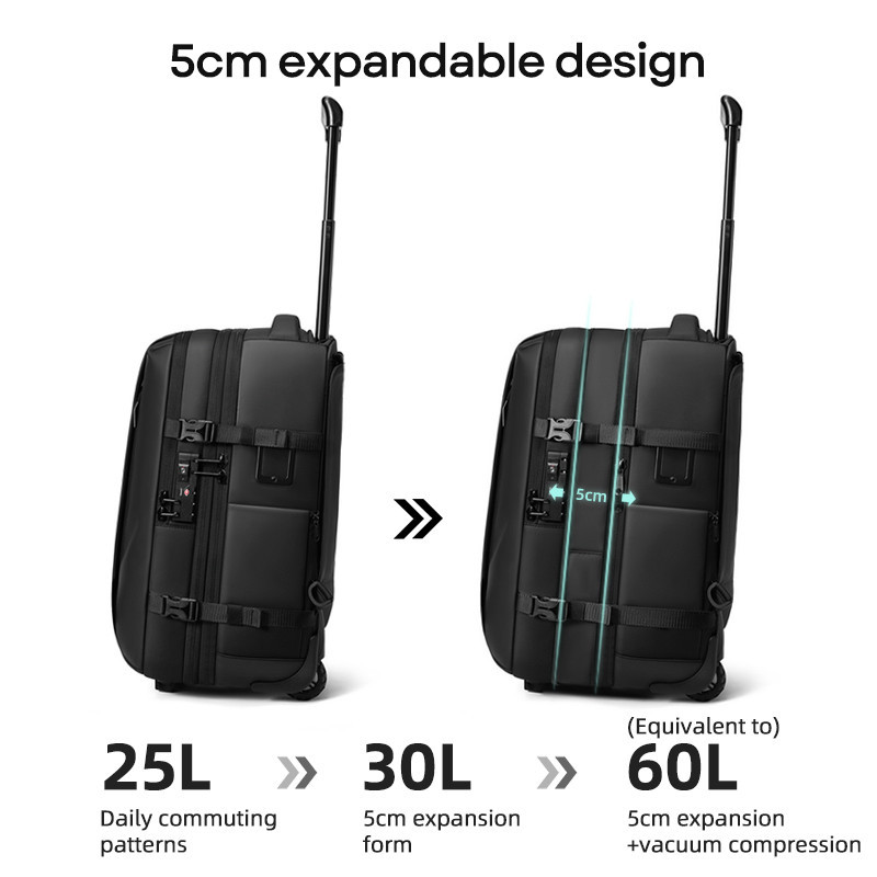 SEA CHOICE กระเป๋าเป้สะพายหลังขยายได้แบบมีล้อลาก2-in-1 กันน้ำ กันขโมย พร้อมช่องชาร์จ USB Travel Bags ฟังก์ชั่นหลากหลาย - รูปที่ 7