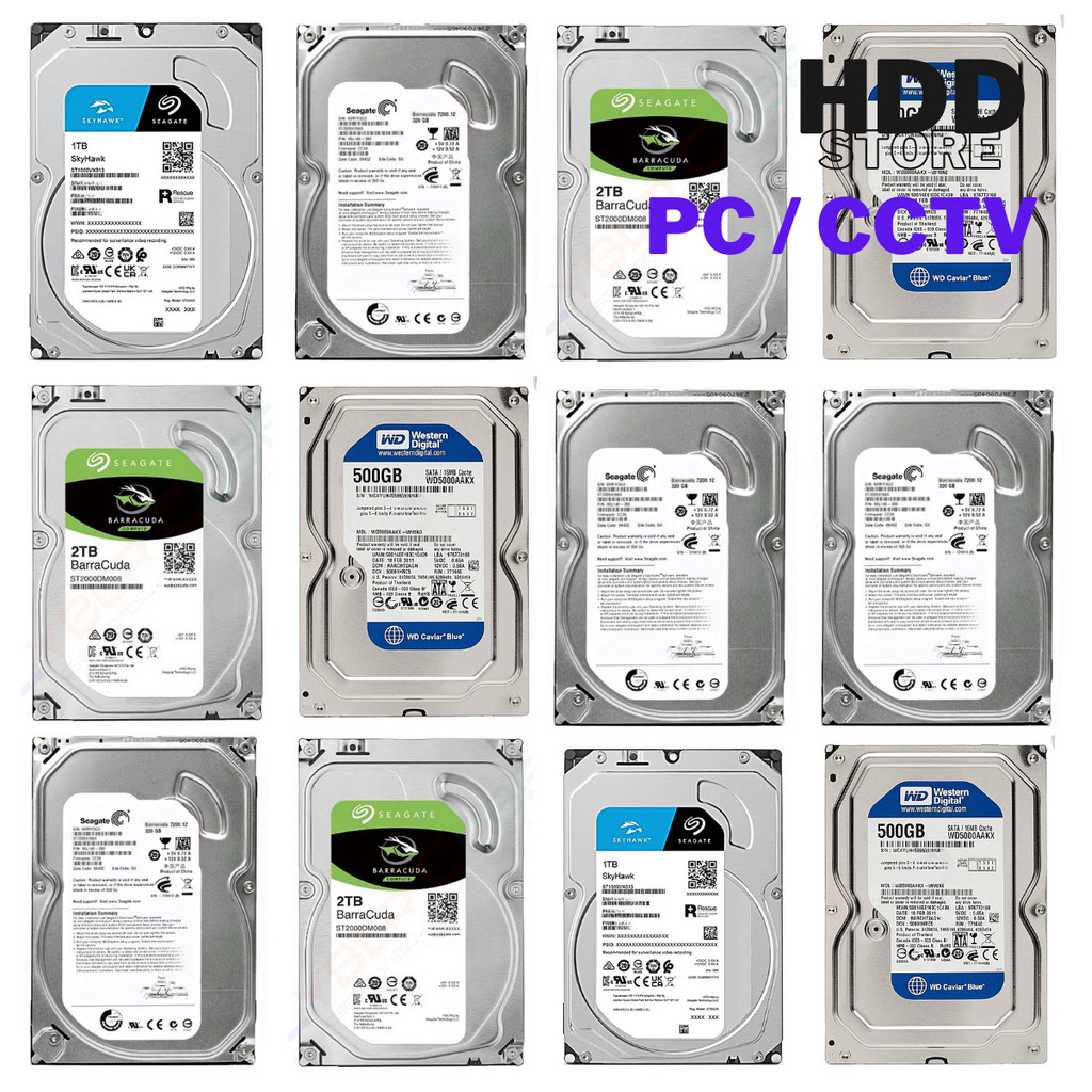 ้็HDD 3.5" ฮาร์ดดิสก์ (มือสอง)  PC 500GB / 1TB / 2TB  ขนาด  3.5" 7200rpm คละยี่ห้อ เกรด AAA