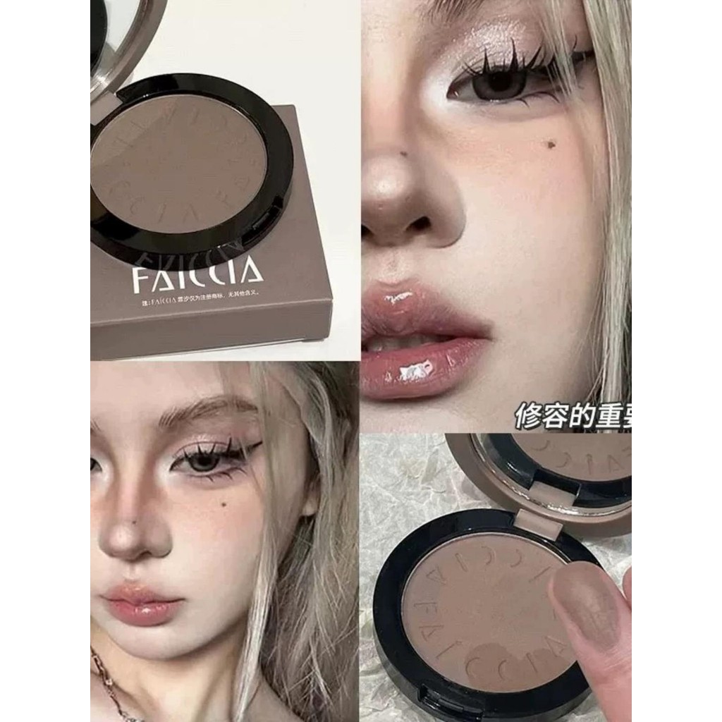 คอนทัวร์ contour ให้สะพานจมูกจากโนเน่!Monochrome Contouring Powder โทนสีเทาซีเมนต์แผ่นสีน้ําตาลสีธรร