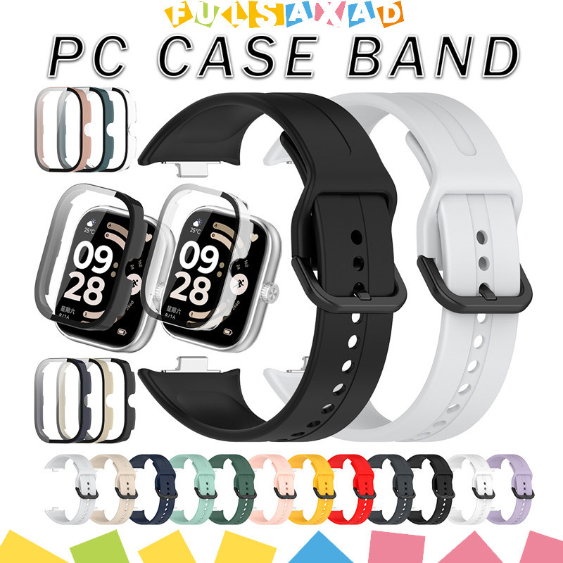สายพานยางกรณีพีซีสำหรับนาฬิกา for Redmi Watch 6/5/4 อุปกรณ์ปกป้องหน้าจอแก้วนิรภัยสำหรับนาฬิกา for Redmi Watch 6/5/4