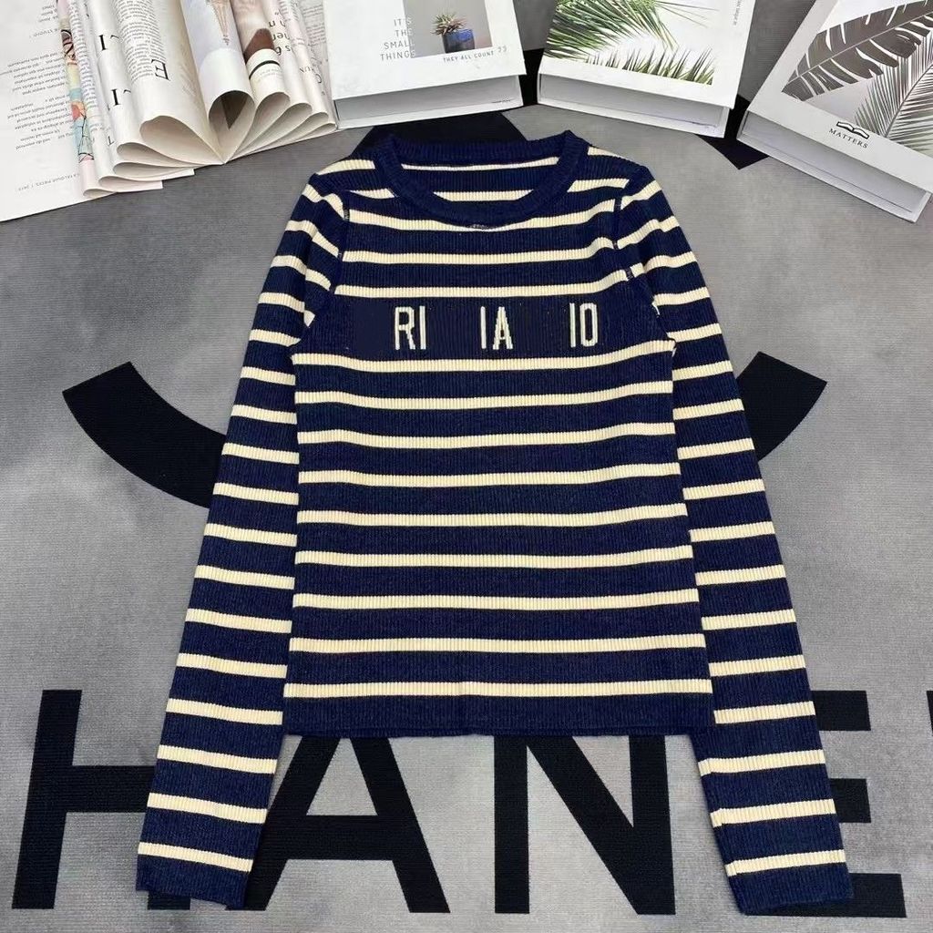 DIOR2589 สินค้าใหม่ เสื้อเชิ้ตลายอักษรและลายทางสำหรับผู้หญิง