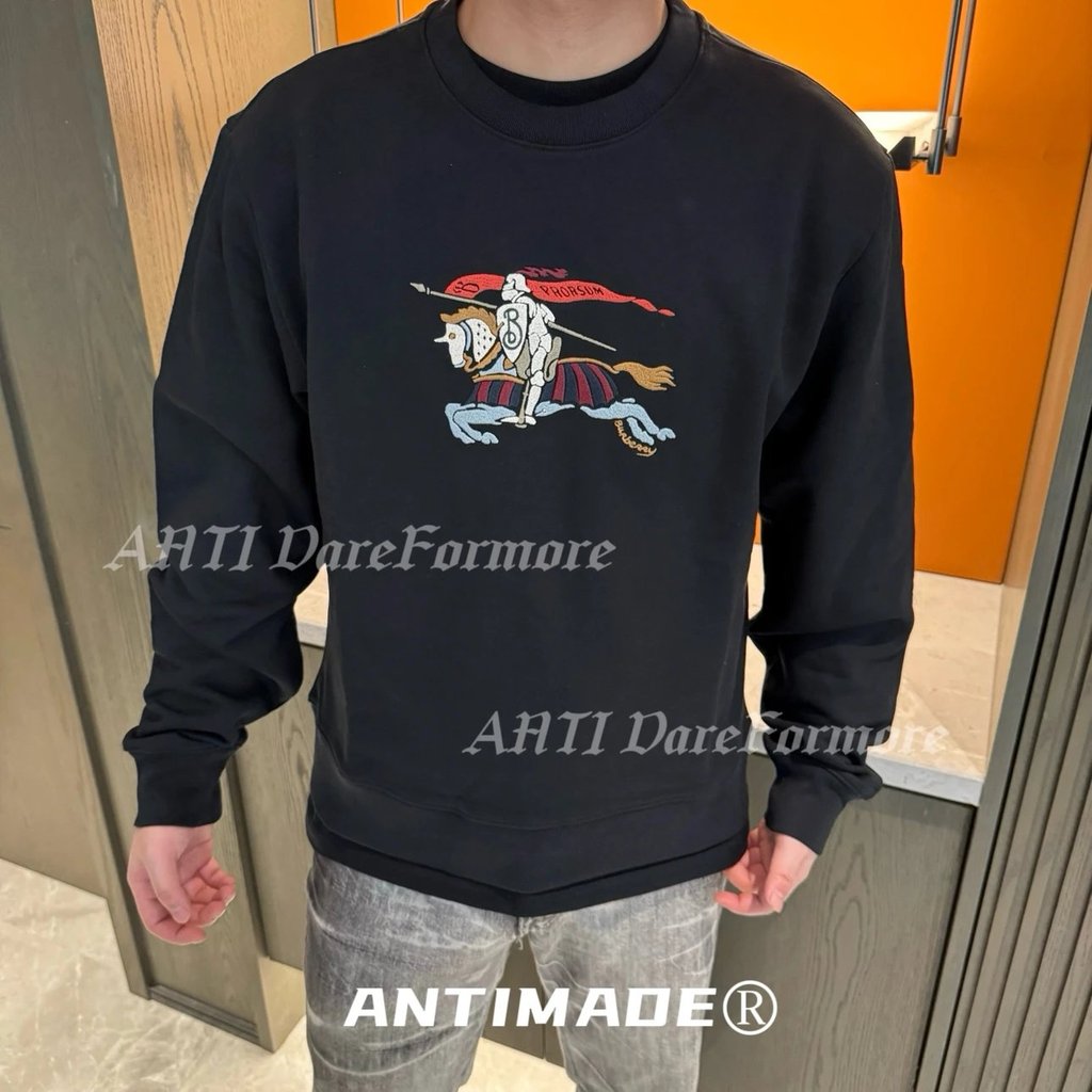 เสื้อกันหนาว_unisex_สไตล์ใหม่ BBR War Horse Knight ปักโลโก้ที่แขนและรอบคอ