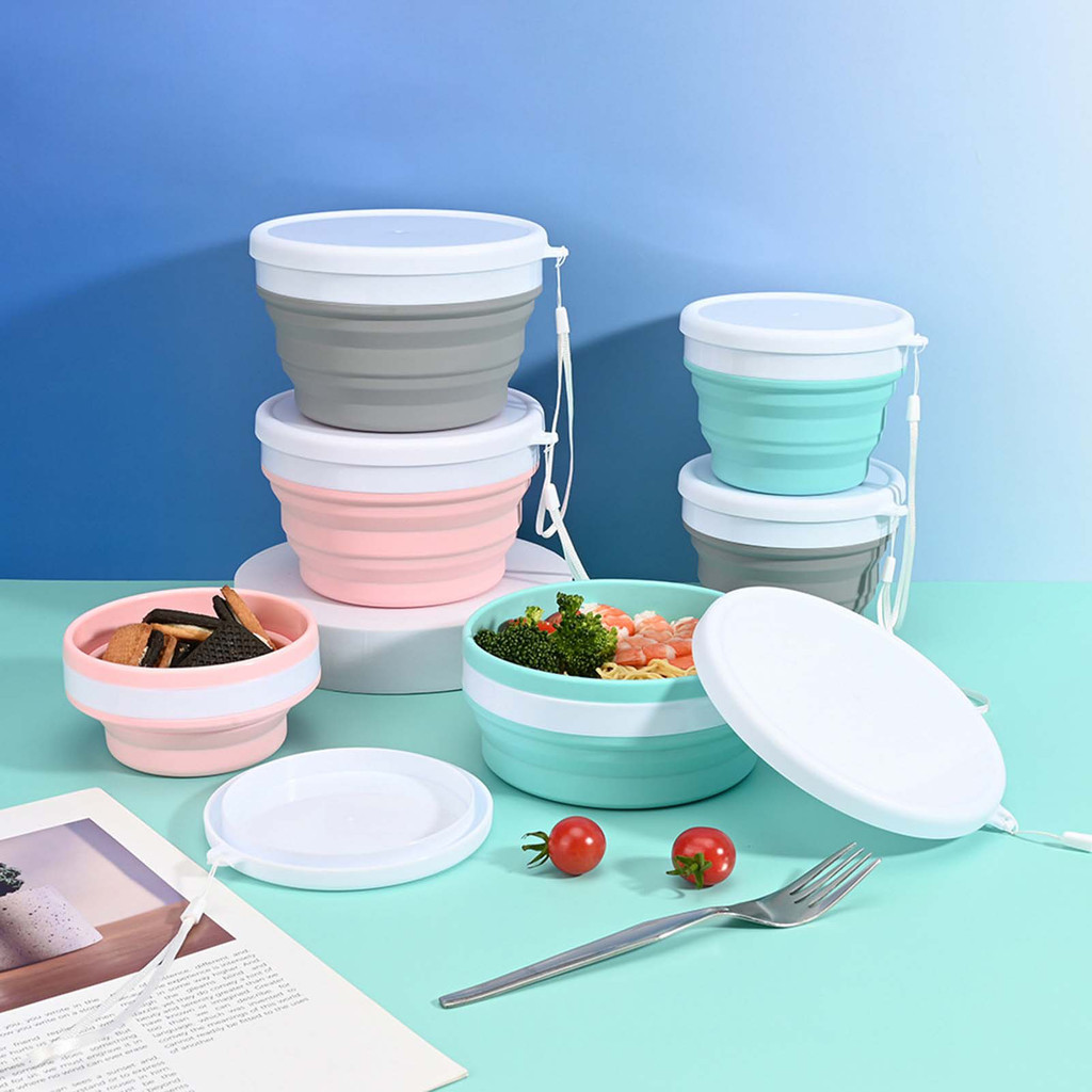 【SayTH✨1-3 วัน】ชามพับได้ซิลิโคน-ภาชนะใส่อาหารแบบพกพาแบบใช้ซ้ําได้เกรดอาหาร-มัลติฟังก์ชั่นกะทัดรัดทนความร้อนใช้กว้างแคมป์ปิ้งจานสลัดเดินทาง - รูปที่ 4