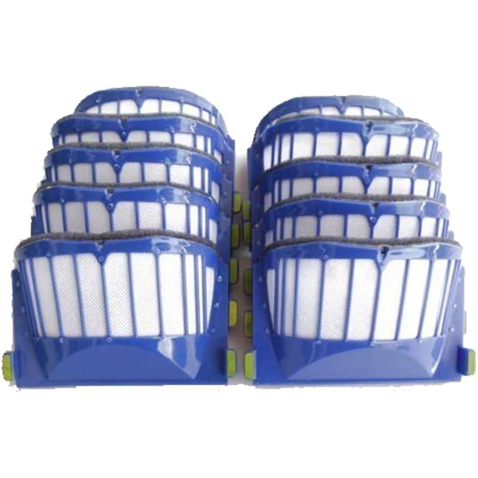 อะไหล่ทดแทน 10 x Aero Vac ชุดไส้กรองเข้ากันได้กับ iRobot Roomba 500 600 Series 536 550 614 620 630 6