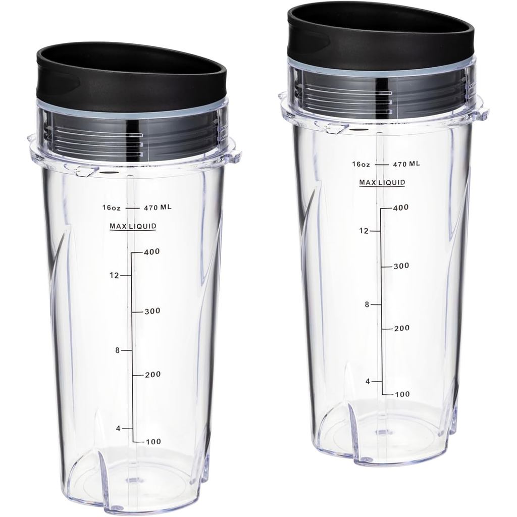 QB3001SS/ QB3000SS ถ้วยเครื่องปั่นสําหรับทดแทน Ninja 16oz, Fit Compact Personal Blender พร้อมฝาปิด- 