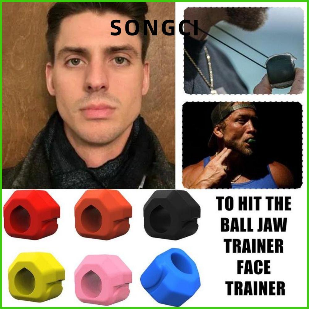 SONGCI Jawline Exerciser, Gum เม็ดซิลิโคน Jaw Trainer, Exerciser Shaper Anti-stress BPA Free Facial 