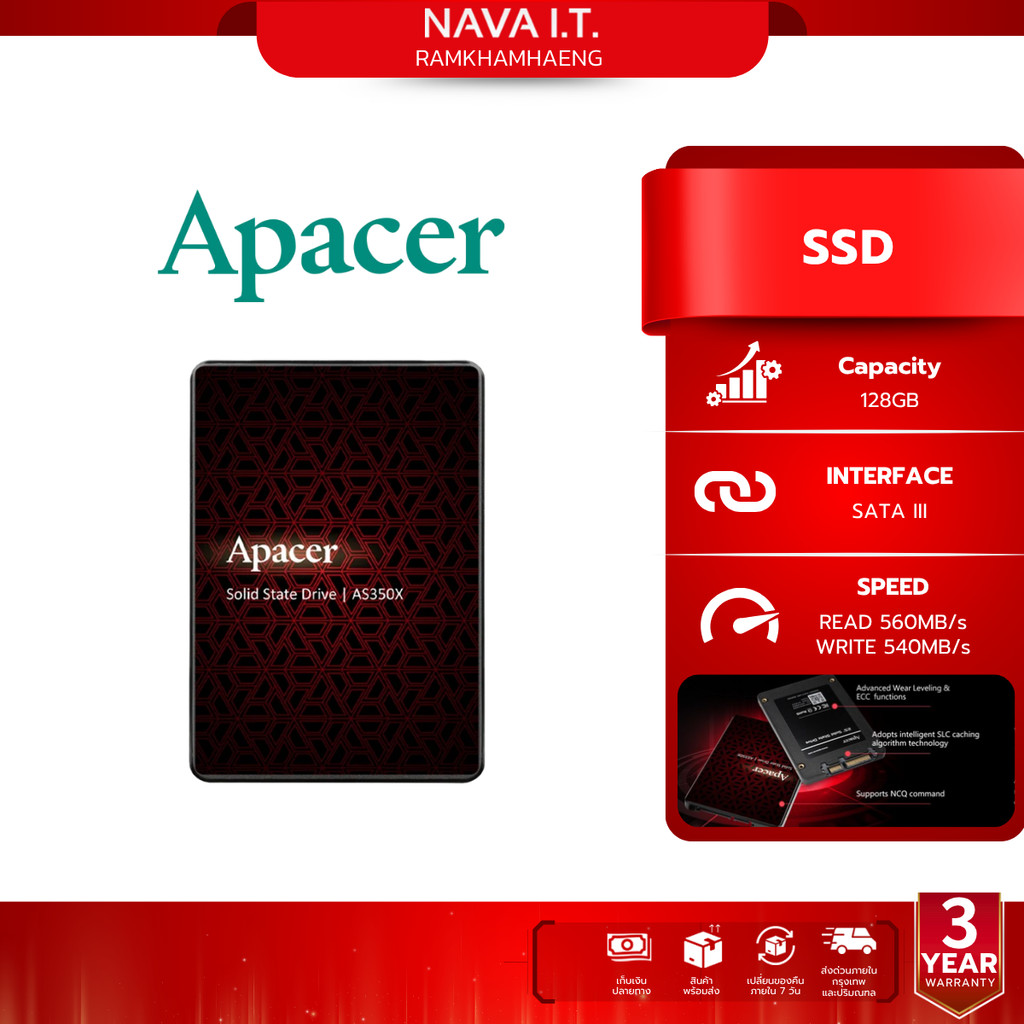 APACER  128 GB SSD เอสเอสดี SATA AS350x (AS350X128) - A0143593
