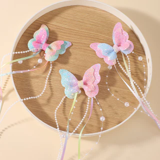 2 ชิ้นหญิงใหม่เลื่อมคู่ผีเสื้อกิ๊บโบว์ Hairpins DIY Headwear ตกแต่ง Hairgrip เด็กวัยหัดเดินอุปกรณ์เสริมผม Headdress