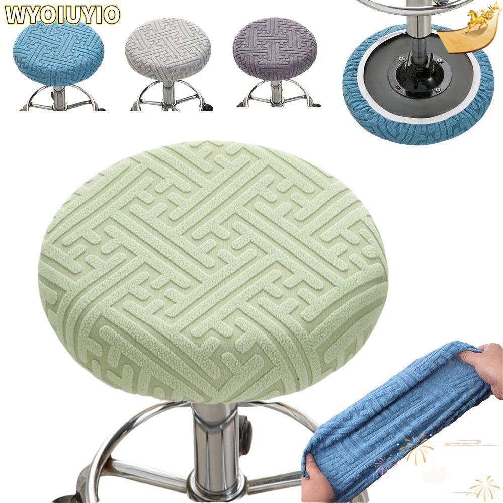 WYOIUYIO ผ้าคลุมเก้าอี้ทรงกลม, All Inclusive Slipcover Chair Seat Cover ทนทานพร้อมวงยืดหยุ่นล้างทําความสะอาดได้ 30 ซม.สตูลเบาะรองนั่งสําหรับเก้าอี้ล้อเลื่อนบาร์