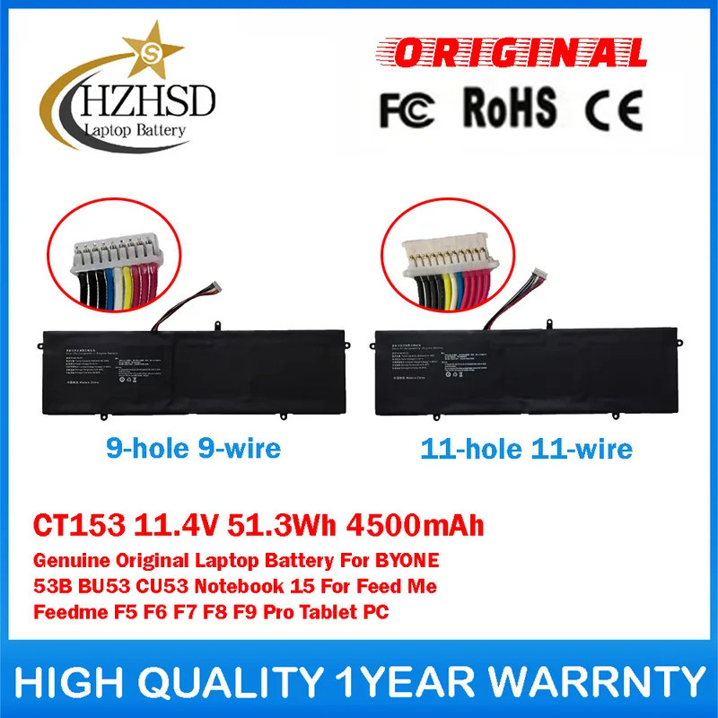 CT153 11.4V 51.3Wh 4500mAh ของแท้แบตเตอรี่แล็ปท็อปสําหรับ BYONE 53B BU53 CU53 โน้ตบุ๊ค 15 สําหรับ Fe