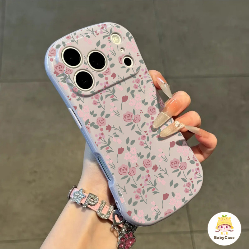 เหมาะสำหรับ IPhone 16 17 13 16 14 ProMax 15 16 11 12PRO 15 Plus Air 17 12 15 กล่องโทรศัพท์รูปดอกกุหลาบสีม่วง
