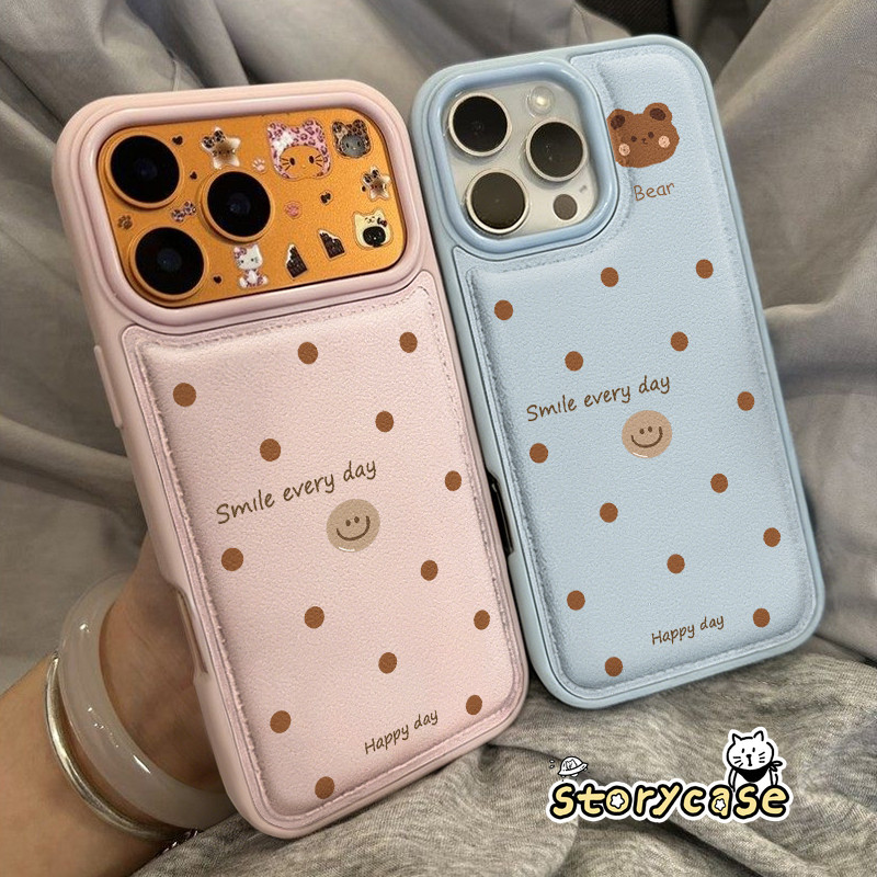 เคสไอโฟน 17 เหมาะสำหรับ IPhone 13 14 17 15 11 12 16 Pro Max 14 15 16 Plus Air หนังหมีน้อยสีน้ำตาลกรณีโทรศัพท์ป้องกันการ