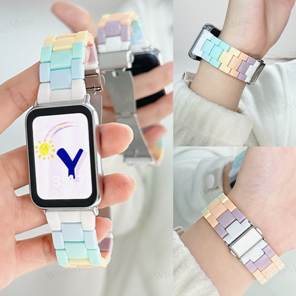 22 มม.20 มม.Candy สายเรซิ่นสําหรับXiaomi Redmiนาฬิกา 6 5 Active Lite 4 3 Active/Xiaomi Mi Band 9 8 Pro/HuaweiนาฬิกาFit 5 4 Pro 3 2 1 SE Quick Release Pinเรซิ่นสายนาฬิกา วงดนตรี