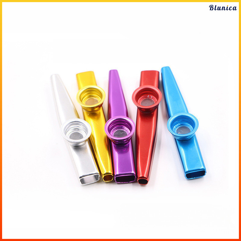 Blunica เครื่องดนตรีขนาดเล็ก Kazoo โลหะ สำหรับกีต้าร์อูคูเลเล่ เครื่องเป่าคาซู Kazoo แบบโลหะ