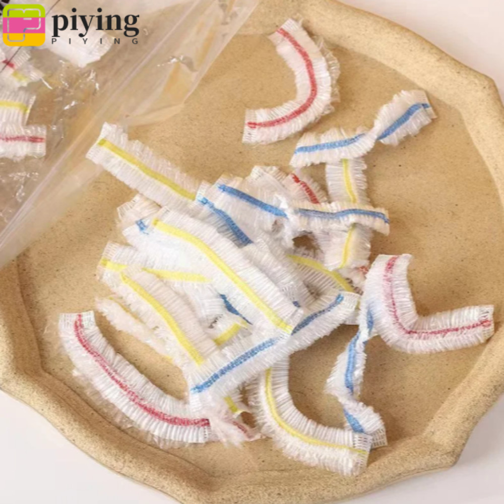PIYING ห่อพลาสติก 100 ชิ้น, ฝาครอบอาหารแบบใช้แล้วทิ้งสีขาวสด, ฝาครอบยึดถุงพลาสติกปากยืดหยุ่นสําหรับผักผลไม้