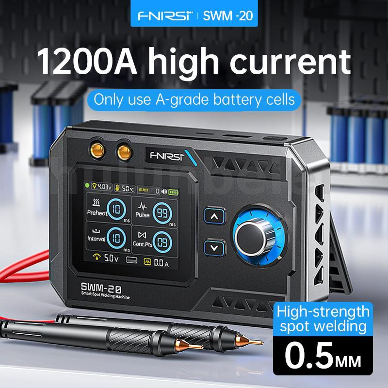 FNIRSI SWM-20 Spot Welder 1200A Dual Pulse, 5000mAh, ปรับ Current & Support Frame, สําหรับนิกเกิล, เหล็กและแผ่นสแตนเลส – เครื่องมือเชื่อมแบบพกพา