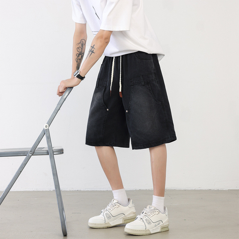 กางเกงขาสั้นสําหรับผู้ชาย Teenage Boys Tencel Lyocell Denim Shorts, Fashion Casual Thin Summer Short