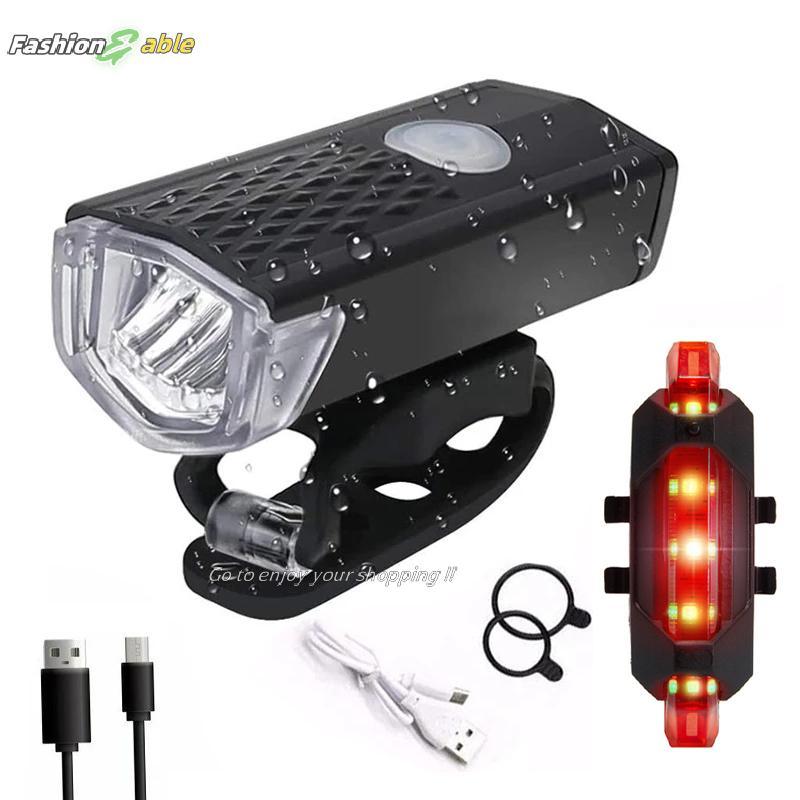 Fashion.shop03 ไฟจักรยาน USB LED ชุดแบบชาร์จไฟได้จักรยานเสือหมอบด้านหน้าโคมไฟไฟหน้าไฟฉายขี่จักรยานอุปกรณ์เสริม CAD