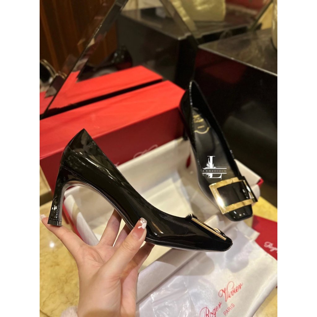 [** สั่งซื้อต้นฉบับ] Belle7.5cm/4.5cm Square Buckle Square Heel Shoes Series Highest Version RV Squa