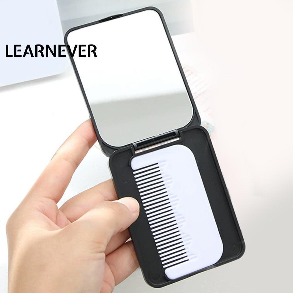 ชุดแปรงแต่งหน้าและหวีสไตล์มินิมอลสีดําพร้อมเครื่องมือแต่งหน้ากระจกขนาดเล็กแบบพกพา G0p0