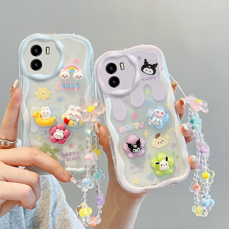 เคส For Vivo Y15S / Y15A / Y01 / Y01A TPU เคส BBNYGZ สไตล์ครีม 3D ตุ๊กตากรณีโทรศัพท์ใสที่มีหลายรูปแบบ.