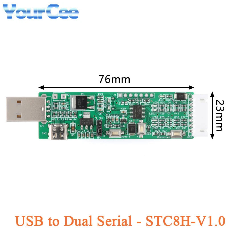 STC8H8K64U MCU Controller STC USB to Dual Serial Port-STC8H-V1.0 Core Development Board Module
