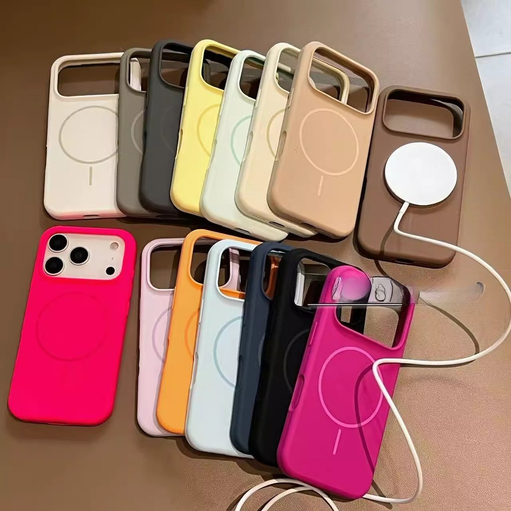 หรูหราแม่เหล็กชาร์จไร้สายซิลิโคนเหลวเคสโทรศัพท์สําหรับ ไอโฟน 11 12 13 14 15 16 17 มือโปร สูงสุด อากาศ บวก กันชนกรณีปก