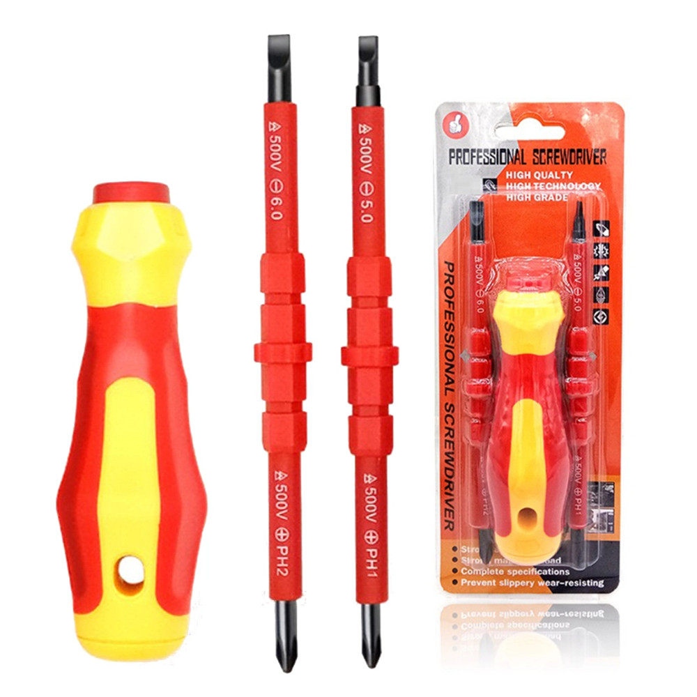 Insulated Screwdriver Set PH1/PH2 Multi-Purpose Screwdriver Electricians Slotted Cross Screwdriver B
