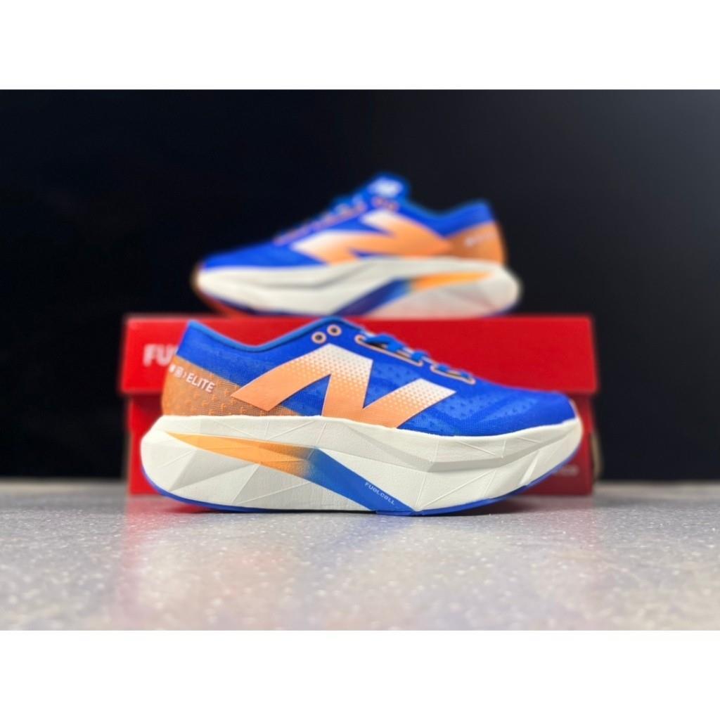 New Balance FuelCell Rebel ELITE V4 รองเท้าวิ่งออกกําลังกายสีน้ําเงินสีส้มน้ําหนักเบาเป็นพิเศษข้อเสน