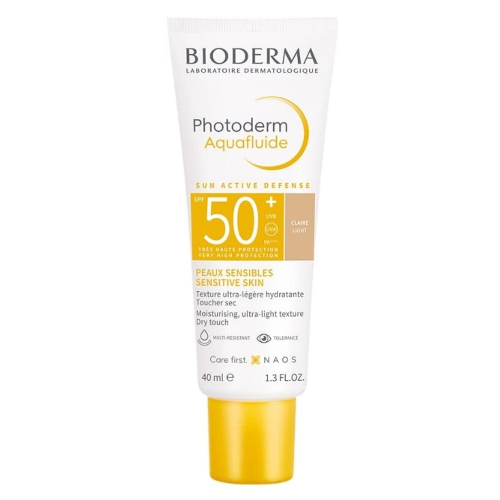 Bioderma Photoderm Aquafluide SPF 50+ ครีมกันแดดหน้าทองคําสําหรับผิวแพ้ง่ายและครีมกันแดดผิวแห้งที่ละ