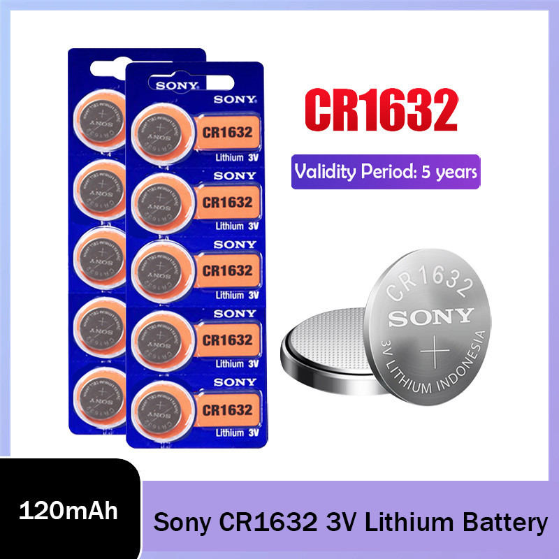 Sony CR1632 CR 1632 แบตเตอรี่ลิเธียม 3V LM1632 BR1632 ECR1632 สําหรับนาฬิกาเครื่องคิดเลขปุ่มเซลล์