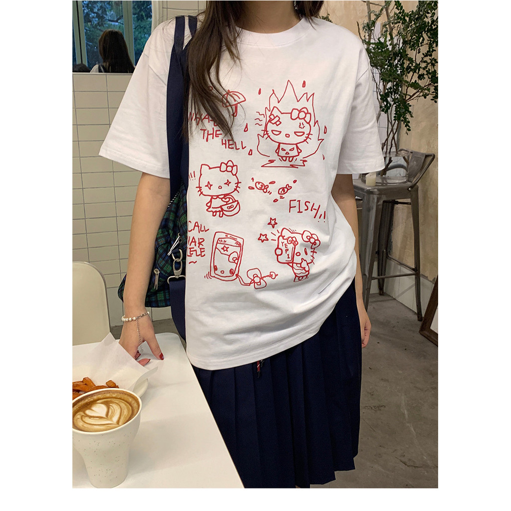 COD ผ้าฝ้ายแท้คุณภาพสูง 200g หวีแน่นผ้าฝ้าย 100% Live ผลิตภัณฑ์เดียวกัน (การพิมพ์ด้านหน้า) เสื้อยืดแ