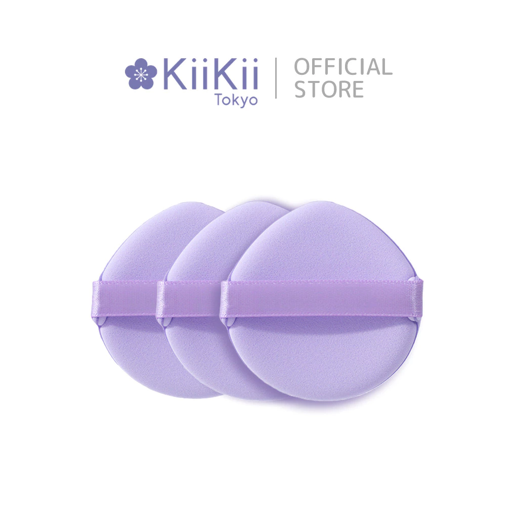 KiiKii พัฟแต่งหน้าคุชชั่นพื้นฐาน 3 ชิ้น สีม่วง ใช้ได้ทั้งแห้งและเปียก นุ่มไม่ระคายผิว