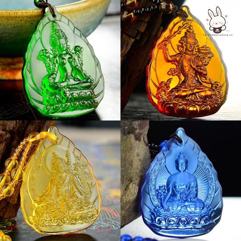 [Teh] สร้อยคอธาราสีเขียวสําหรับผู้ชายและผู้หญิงจี้ Manjushri ยาว Amitabha จี้ [VN]