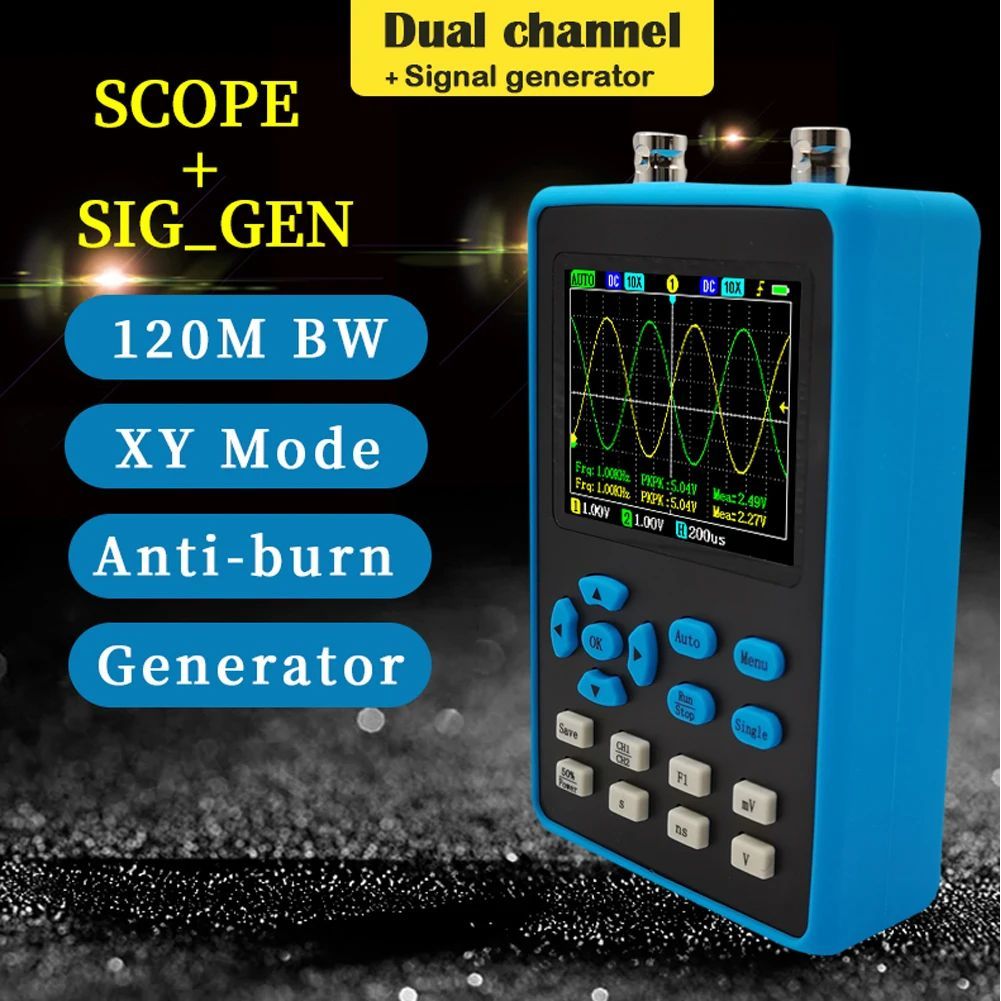 DSO2512G 2.8 นิ้วหน้าจอ Digital Oscilloscope 500 MS/s Sampling Rate 120MHz Analog Bandwidth รองรับ W