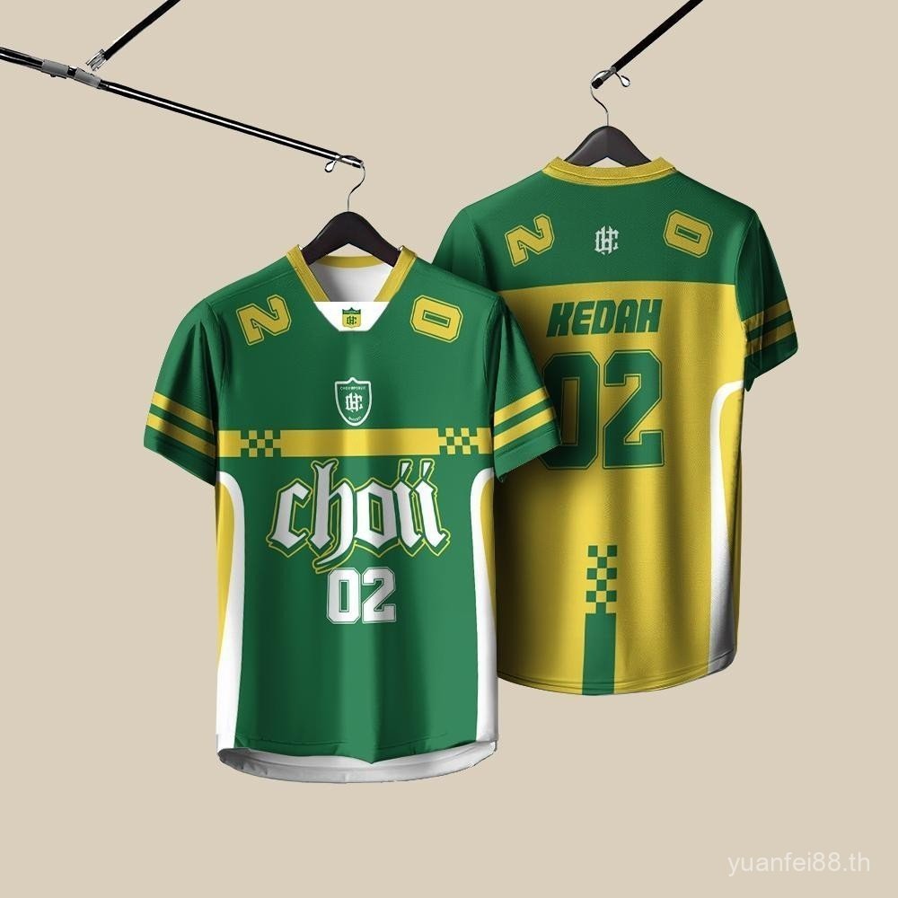 Jersey NFL ผู้ชาย ออกแบบได้เอง ลายเสื้อยืดโอเวอร์ไซส์ คอปกเรโทร Trendy Top