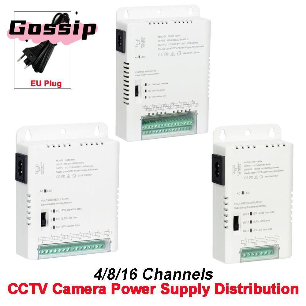 GOSSIP Power Supply Distribution, 4/8/16 ช่องปรับ Switching CCTV Camera Power Supply, 90V-264VAC Inp