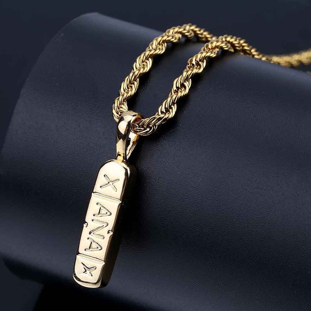 Ornament Ins Popular Xanax Men's Necklace Real Gold Plated Hip Hop European and American Style Penda