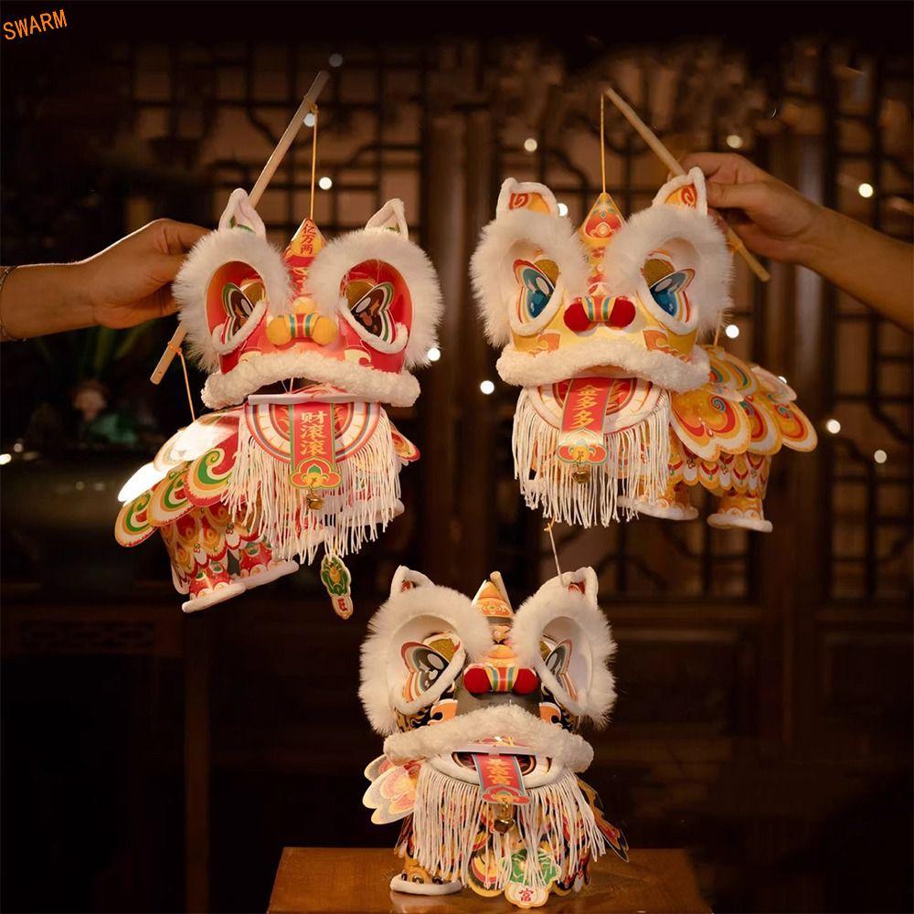 โคมไฟเต้นรําสิงโตสงคราม,2026ปีใหม่โคมไฟปีใหม่โบราณ,ของเล่นเด็กทําเองแพคเกจวัสดุกันน้ํามือถือแฮนด์เมดโคมไฟวันเกิดฉลอง