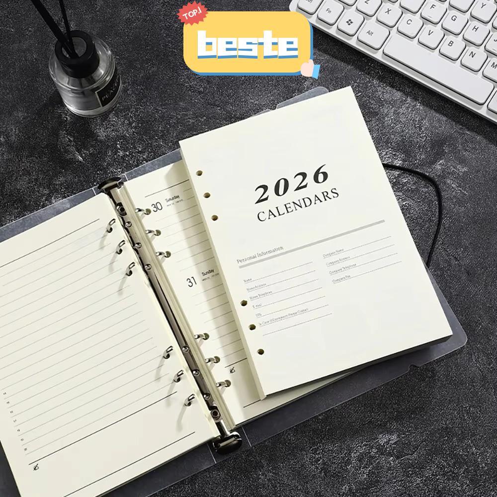 BATE A5 Notebook, Daily Planner Refill Page Binder หน้าด้านใน, แผ่น Perforated Loose Leaf 365 Day No